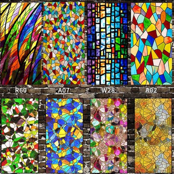 Custom Style Stained Glass Decorative Film Static Cling Privacy Window Sticker