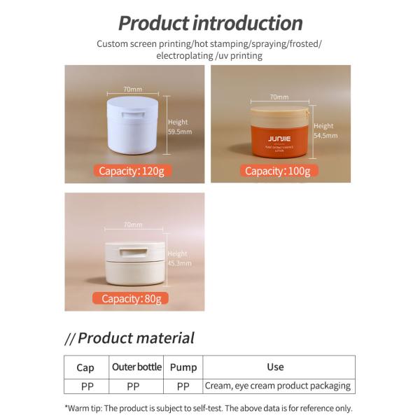 100G Flip Round Top Cap Botella de plástico Top Capa Vidrio de crema Vidrio cosmético Impresión de logotipo personalizado