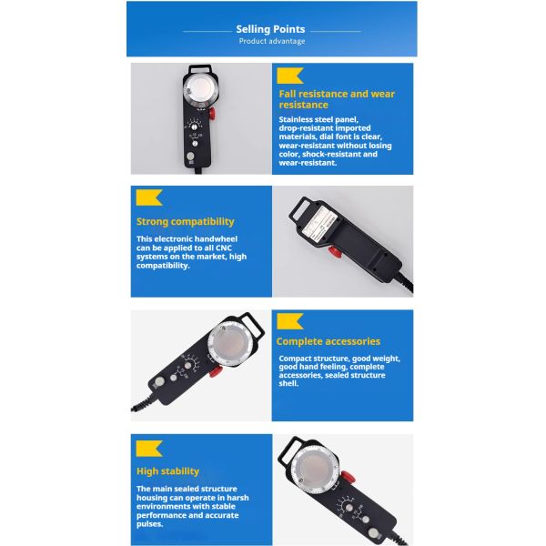 Fanuc New Generation 6 Axis Electronic Handwheel with Emergency Stop Reset MPG Pendant Pulse Generator for CNC Machine System
