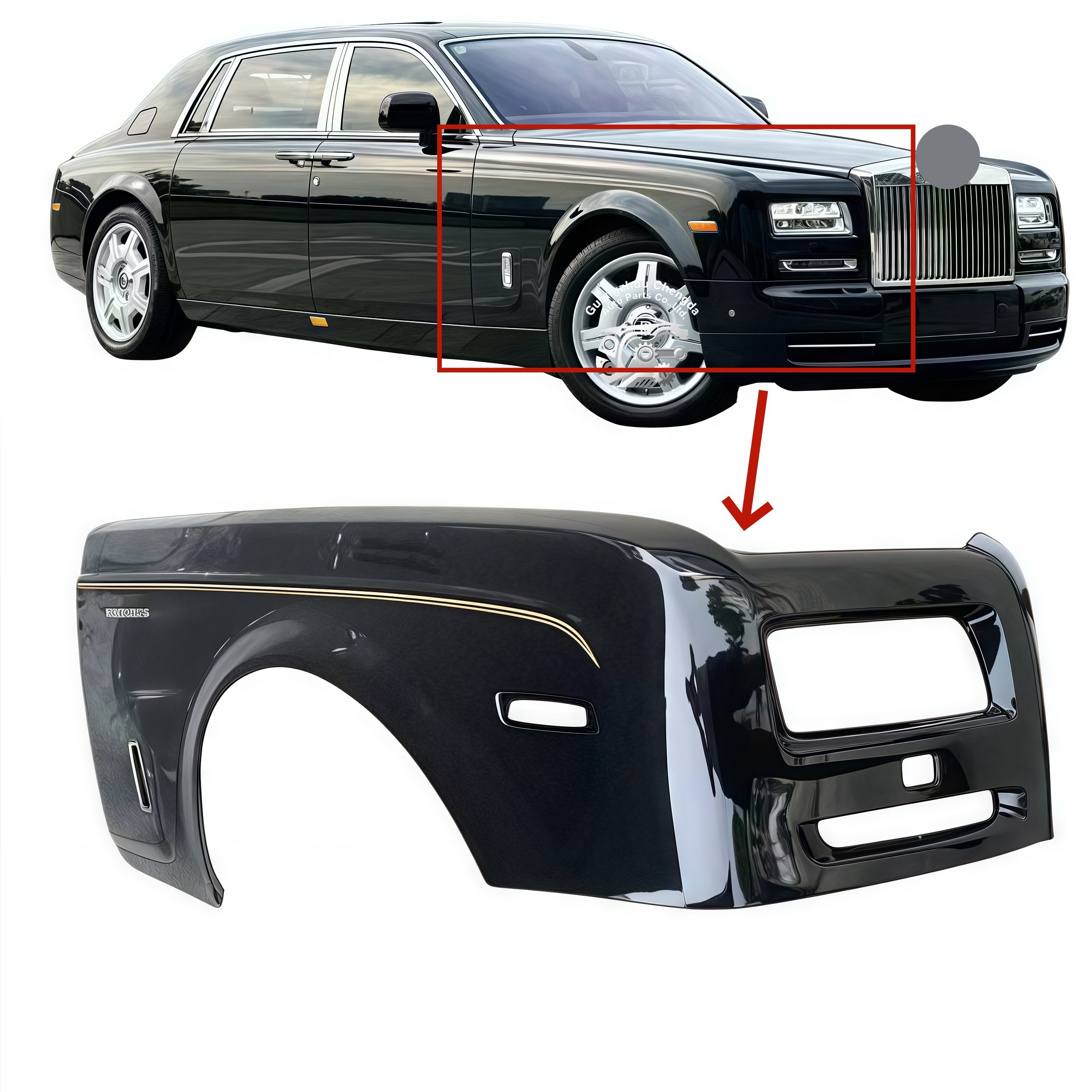 Genuine OEM Used Front Fender W/ Side Skirt Panel - for Rolls-Royce Ghost & Phantom I 2009-2016 Models Left/Right Side