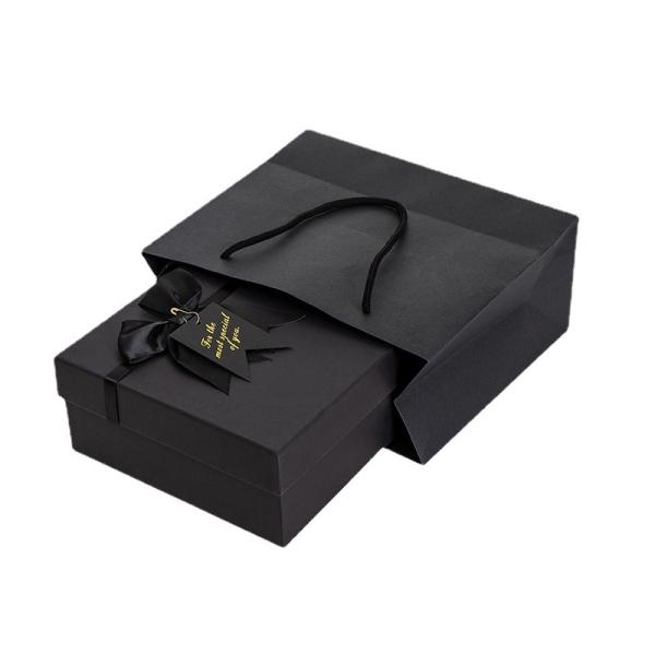 Boîte cadeau noire avec couvercle pour emballage cadeau Saint-Valentin boîte cadeau d'anniversaire