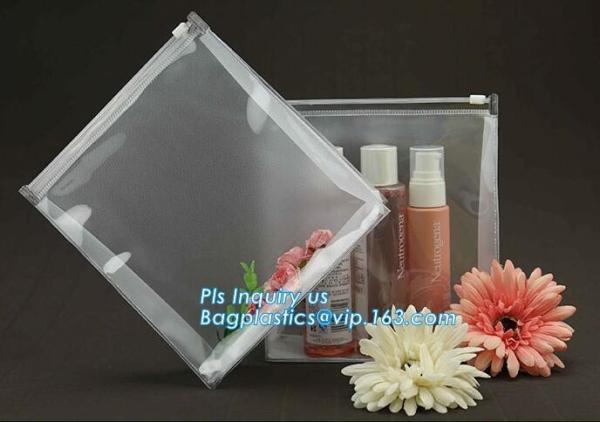 k bags for cosmetic puff automatic slider zipper bag, OEM clear PVC bag/ PVC slider bag/PVC zipper bag, Make Up Or