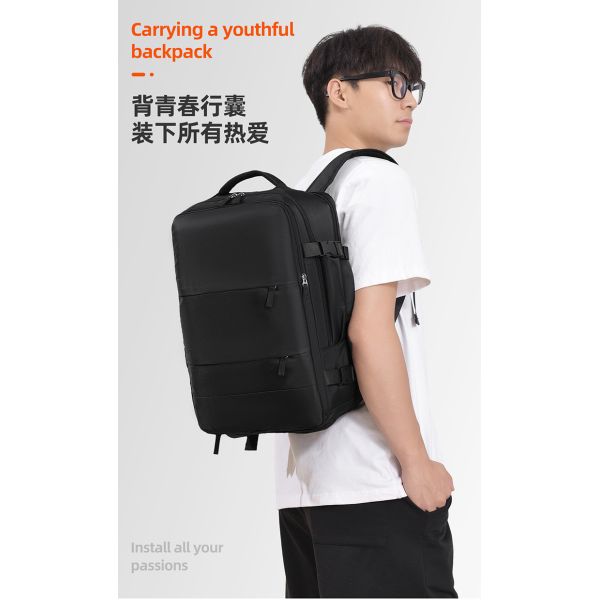 Large Capacity Backpack for Business Travel with 15-inch Laptop Compartment and Air-cushioned Straps
