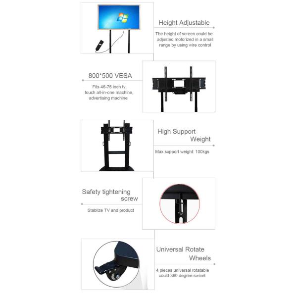 Motorized Lift Up Down Interactive Whiteboard Mobile Stand With Wired Switch