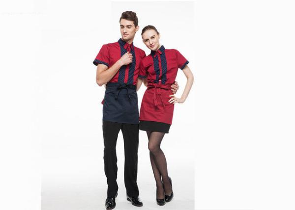 Waterproof Anti - Stain Short Red Apron Cotton And Polyester Fabrics Fashion Wild
