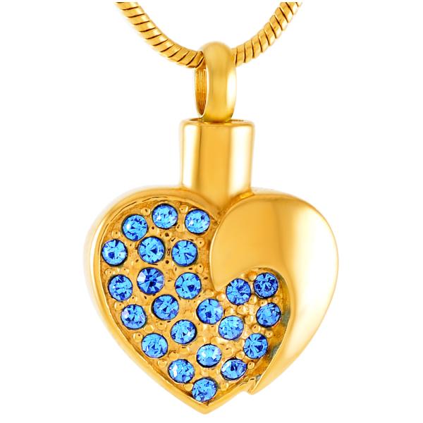 Heart Crystal Pendant Necklace Cremation Jewelry for Women Keepsake Ashes Locket Pet Urn Gift