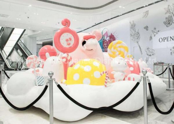 Oversize Shop Display Christmas Decorations Pink And White Fiberglass Candy