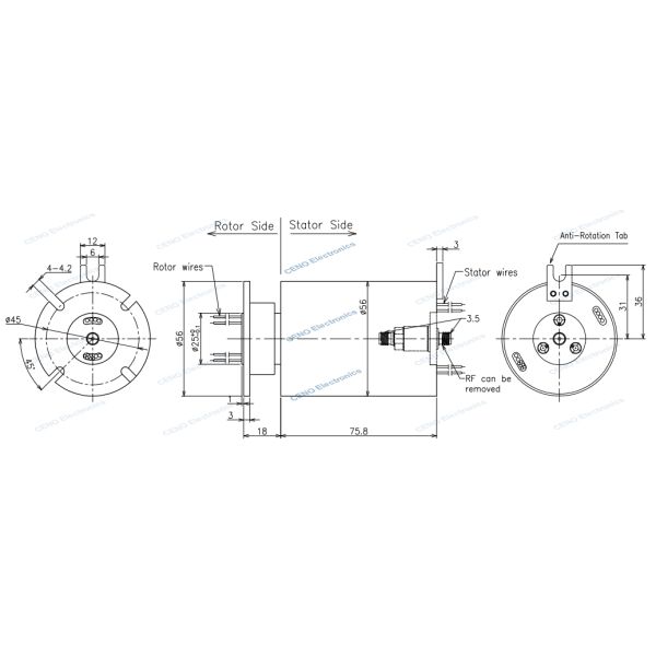 Low Temperature Integrate Power RF Slip Ring with Radio Frequency Rotary Joint