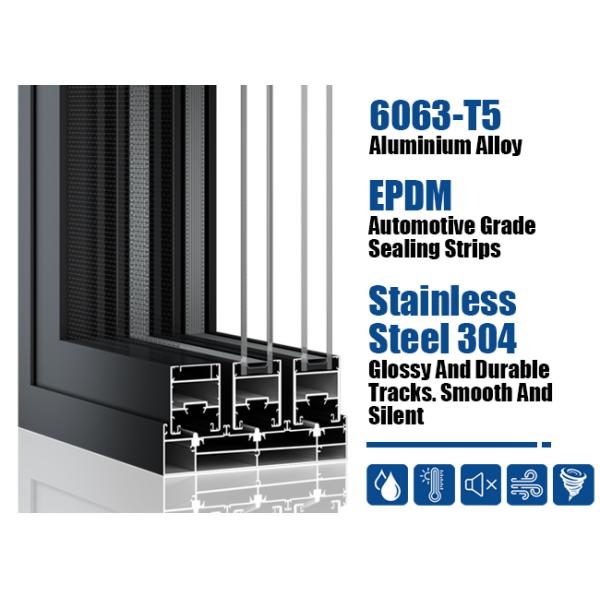 Heavy Duty Sliding Front Double Glass Aluminium Windows For House
