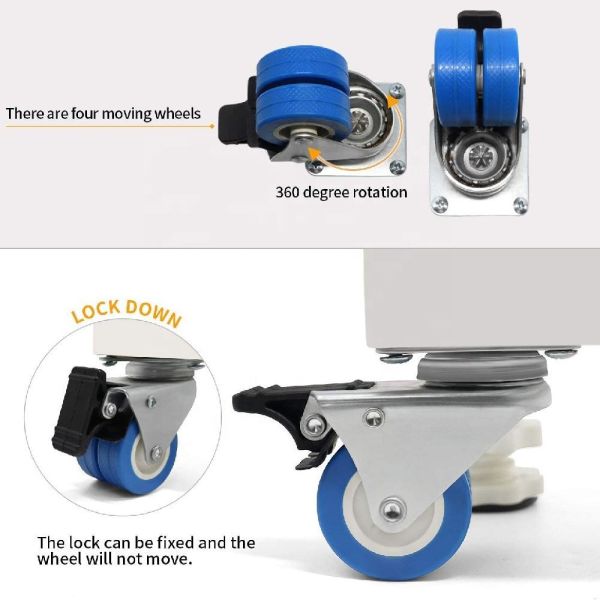 High Quality OEM ODM Customized 2 Inch 50mm Zinc Coated Steel Dual Twin Wheel Casters With Brake