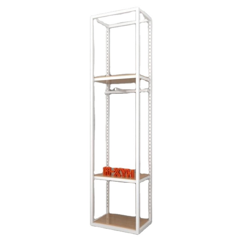 Modern 2 Tier Steel MDF Wardrobe Clothing Garment Rack for Retail Shops and Advertising