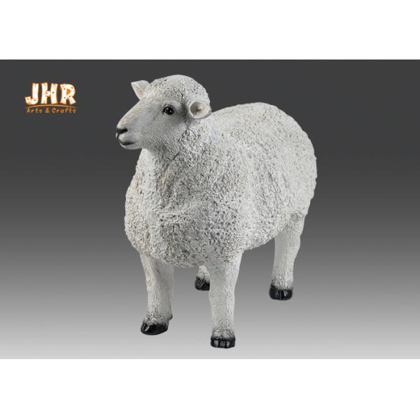 Оформление сада скульптуры белой в натуральную величину статуи овец тележки стеклоткани животное