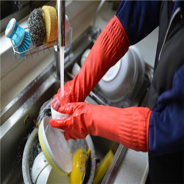 Latex Rubber Dishwashing Gloves , Long Sleeve Cleaning Gloves Non Toxic