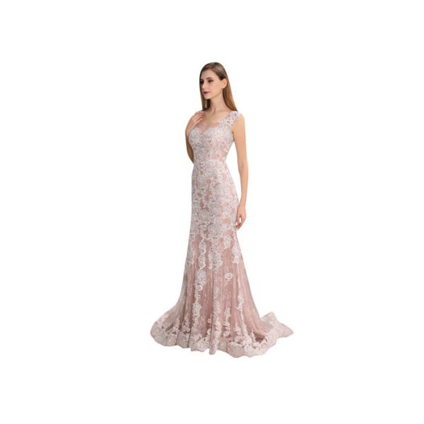 Romantic U - Neck Middle Eastern Wedding Dresses Sweep Train Style Floor Length