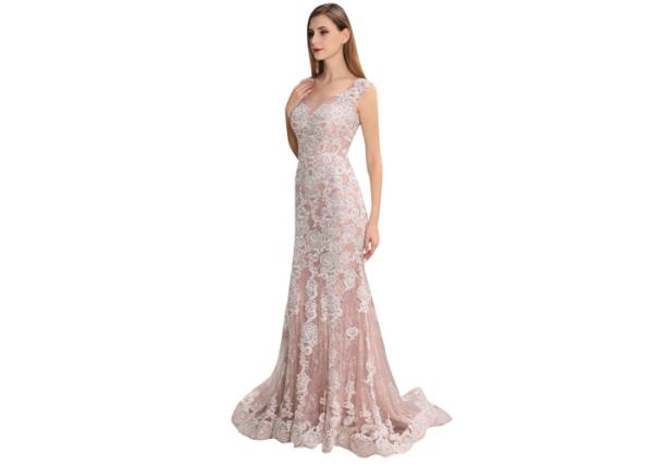 Romantic U - Neck Middle Eastern Wedding Dresses Sweep Train Style Floor Length