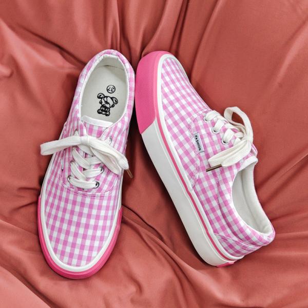 Customize New Style Low-Top Triple Vulcanized Women'S Spring And Summer Student Canvas Shoes In Pink Size 35-40