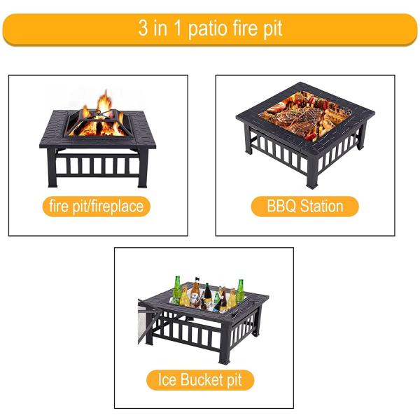 32inch Premium Outdoor Barbecue Fire Pit Large Bonfire Wood Burning