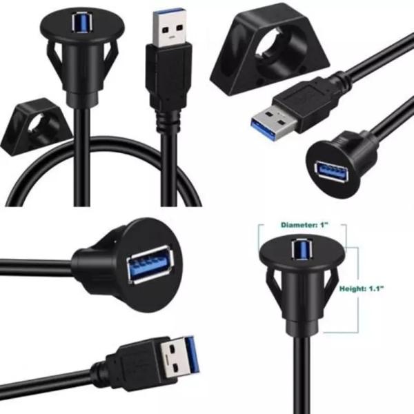 Usb 3,0 da montagem do painel nivelado do traço do carro um homem a um cabo de extensão fêmea