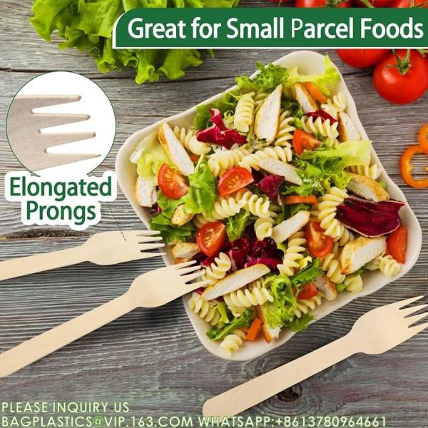 Disposable Wooden Cutlery Set, Pack Of 200 (100 Forks, 50 Spoons, 50 Knives) Biodegradable Compostable Utensils