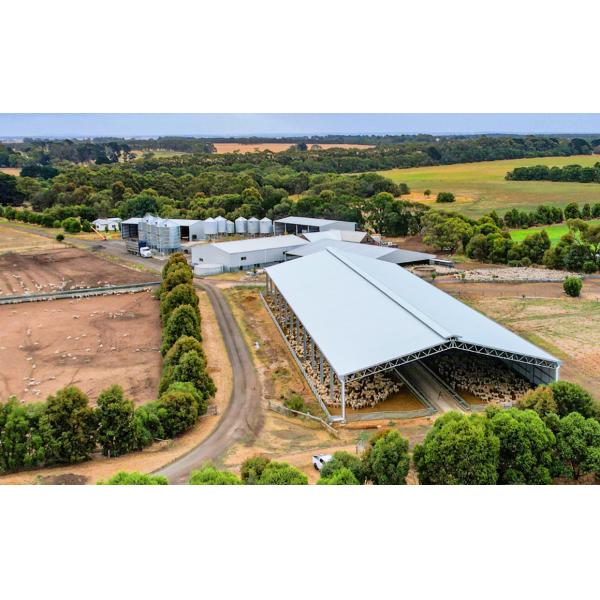 Алюминиевое стекло из сплава металлического металла Конструкция помещения для фермы козов Стальная конструкция Дом для овец Приют PKPM Рисунок