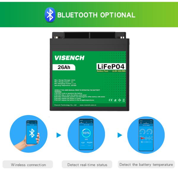 Visench Best Seller США Германия Великобритания Канада 12,8 v 26Ah глубокий цикл 12 вольт литий-ионные батареи 12V 26ah LiFePO4 батарея