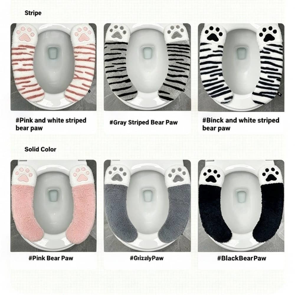 Washable Reusable Toilet Seat Cover With TPR Adhesive Back For Comfort