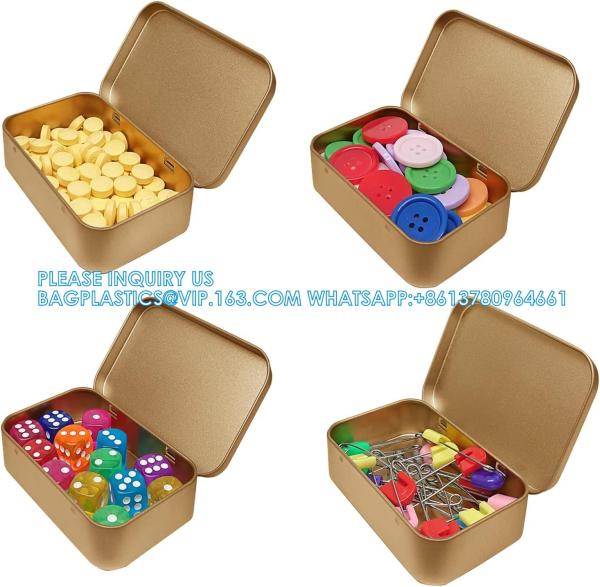 Metal Rectangular Empty Hinged Tins - Pack Of 40 Silver Mini Portable Box Small Storage Kit & Home Organizer With Lids