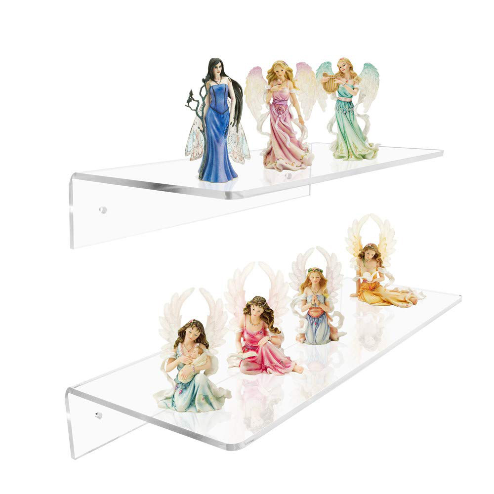 Hot Sale Transparent Square Acrylic Floating Wall Shelf Multifunction Bathroom Jewelry Home Decor Rack with Screws