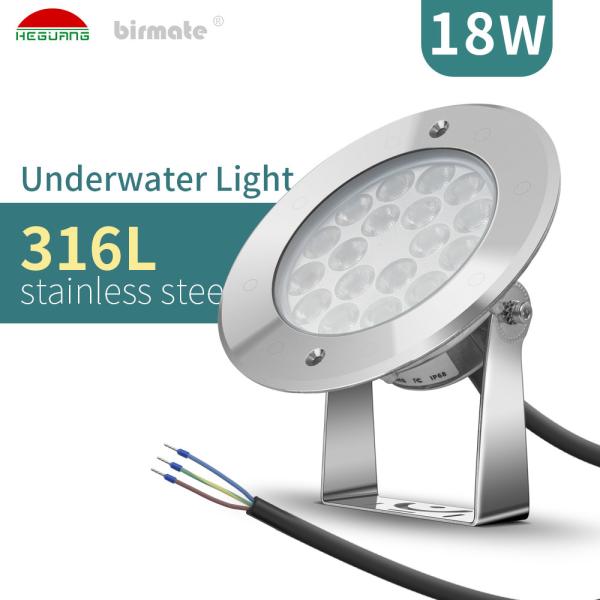 SS316L Swimming Pool Light 18W Waterproof 6500K White Color IP68
