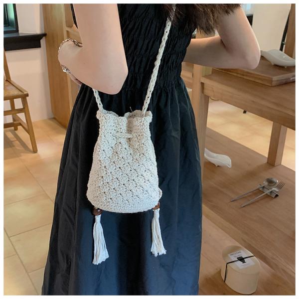 Raffia Paper Rope Crochet Straw Bag for Seaside Vacation Trips Shopping Handmade Large Crocheted Raffia Straw Tote Bag With Stone Closure OEM Bohemian Leather Fashion Women Vintage Casual