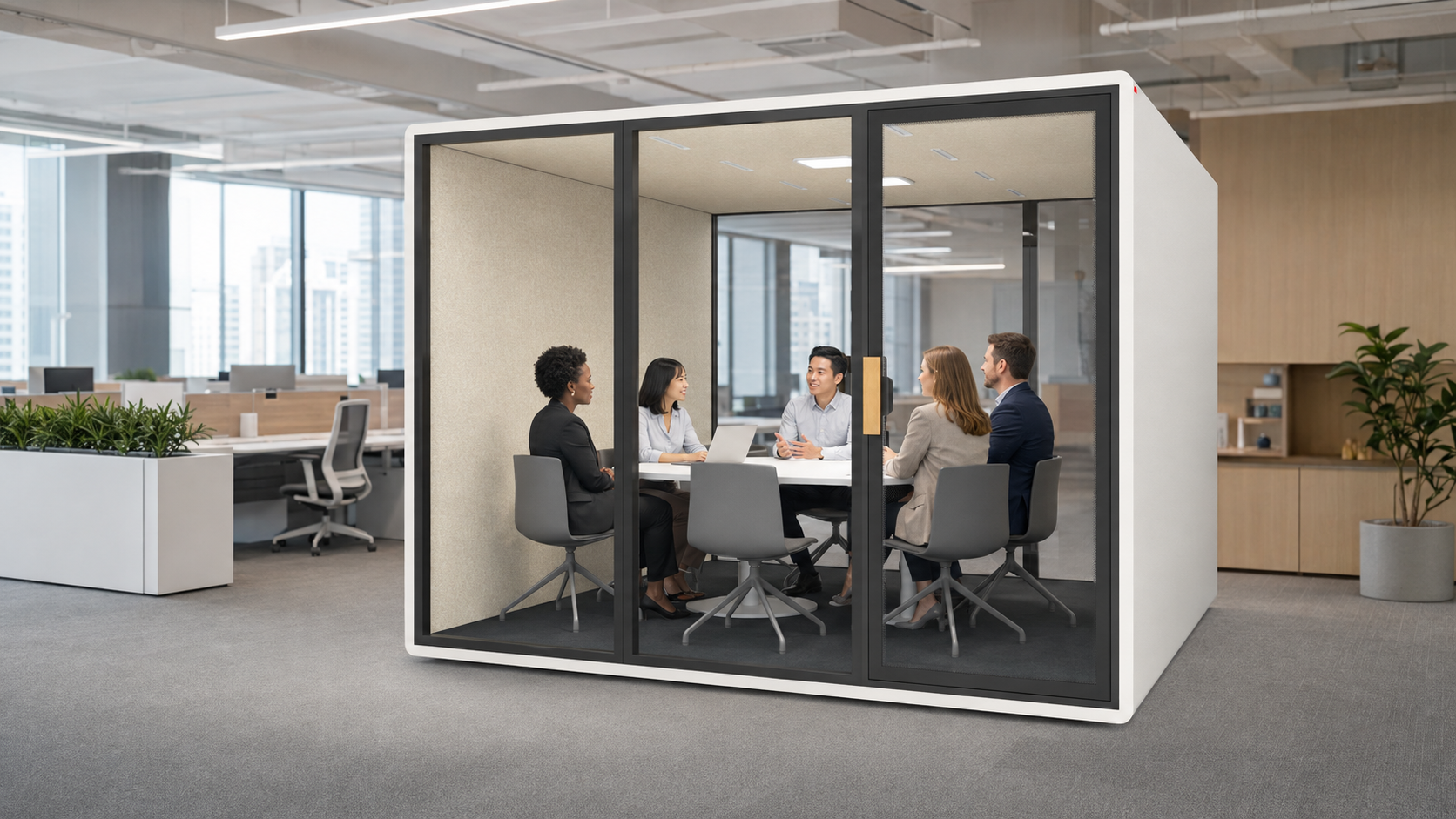 Commercial 6-Person Acoustic Office Pod for Team Meetings