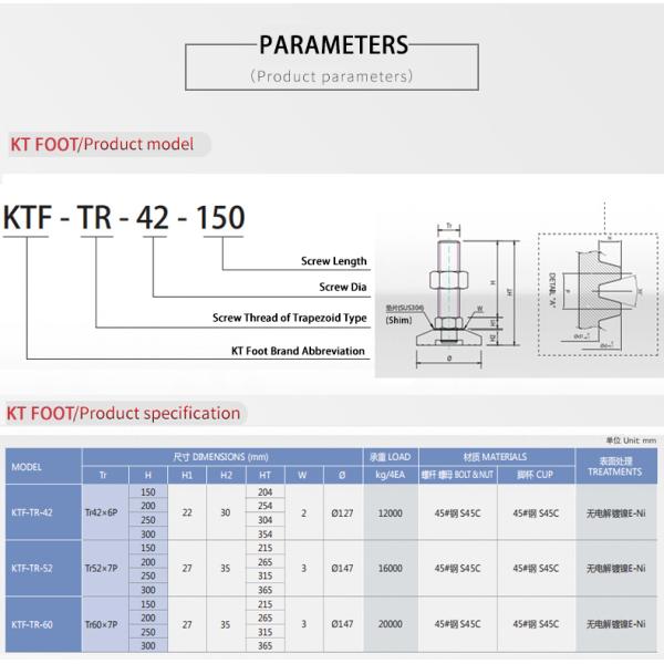 S45C 147mm Heavy Duty Adjustable Feet With High Load Capacity