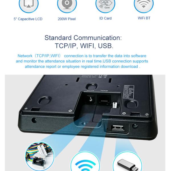 QR Scanner Smart Dynamic HD TFT 5 Inch Face Recognition Machines