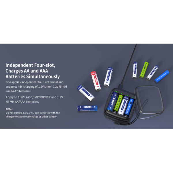 4 Slot Multi Bay Battery Charger LED Emergency Light For AA AAA Li-Ion