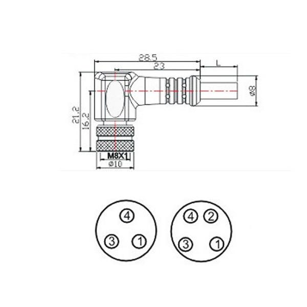 M8 a Code 4pin Waterproof IP67 Aviation Socket Connector shielded Electrical Cable Sensor 26 AWG 1 2 3 M PVC PUR
