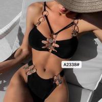 La natation adapte Mlle sans dos élastique sexy Black Sexy Waterproof de résistance à l'abrasion de force de bikini à haute