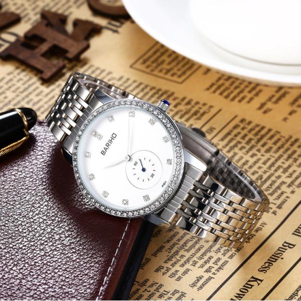 MIYOTA Movement Couple Watch Waterproof Stainless Steel Band BARIHO 611-11