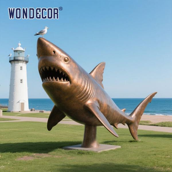 Marine Predator Cast Art Casting Statue Escultura de tiburón de bronce
