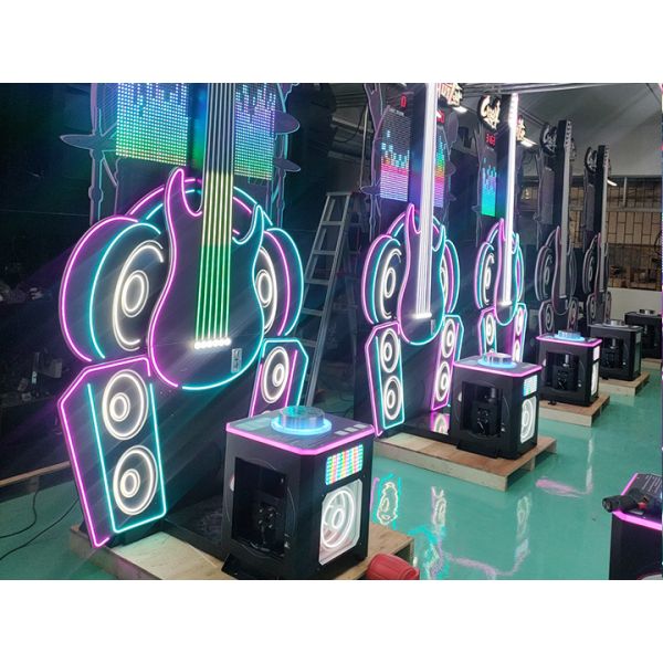 CrazyGuitar Hammer Arcade Machine Arcade Boxing Punch Machine Commercial Electronic Strength & Punching Tester  Deluxe Strength Machine 3M Tall Rock Theme Hammer Strike Game for Bars & FECs