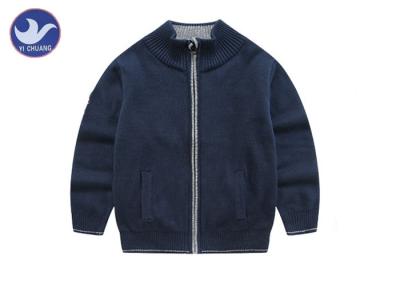 Turtle Neck Zipper Up Kids Cotton Sweater Coat , Side Pockets Children's Outwear