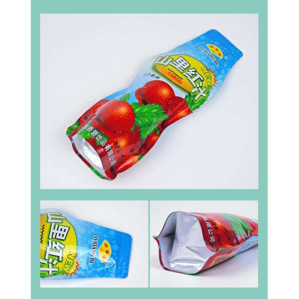 Food Grade Plastic Stand Up Pouch Packaging Die Cut Heart Shaped For Fruit Juice