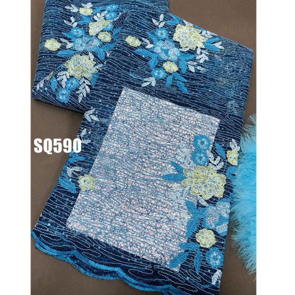 Hot sale Fancy Design New Double net Lace Fabric Sequin Tulle Glitter Sequin Fabric Mesh lace