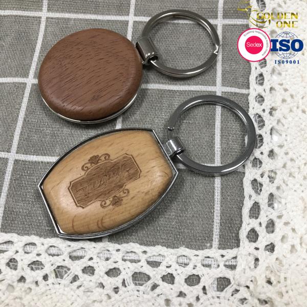 Laser Wood Carved Keychain Creative Logo Name Personalised Keychain Blank Sublimation