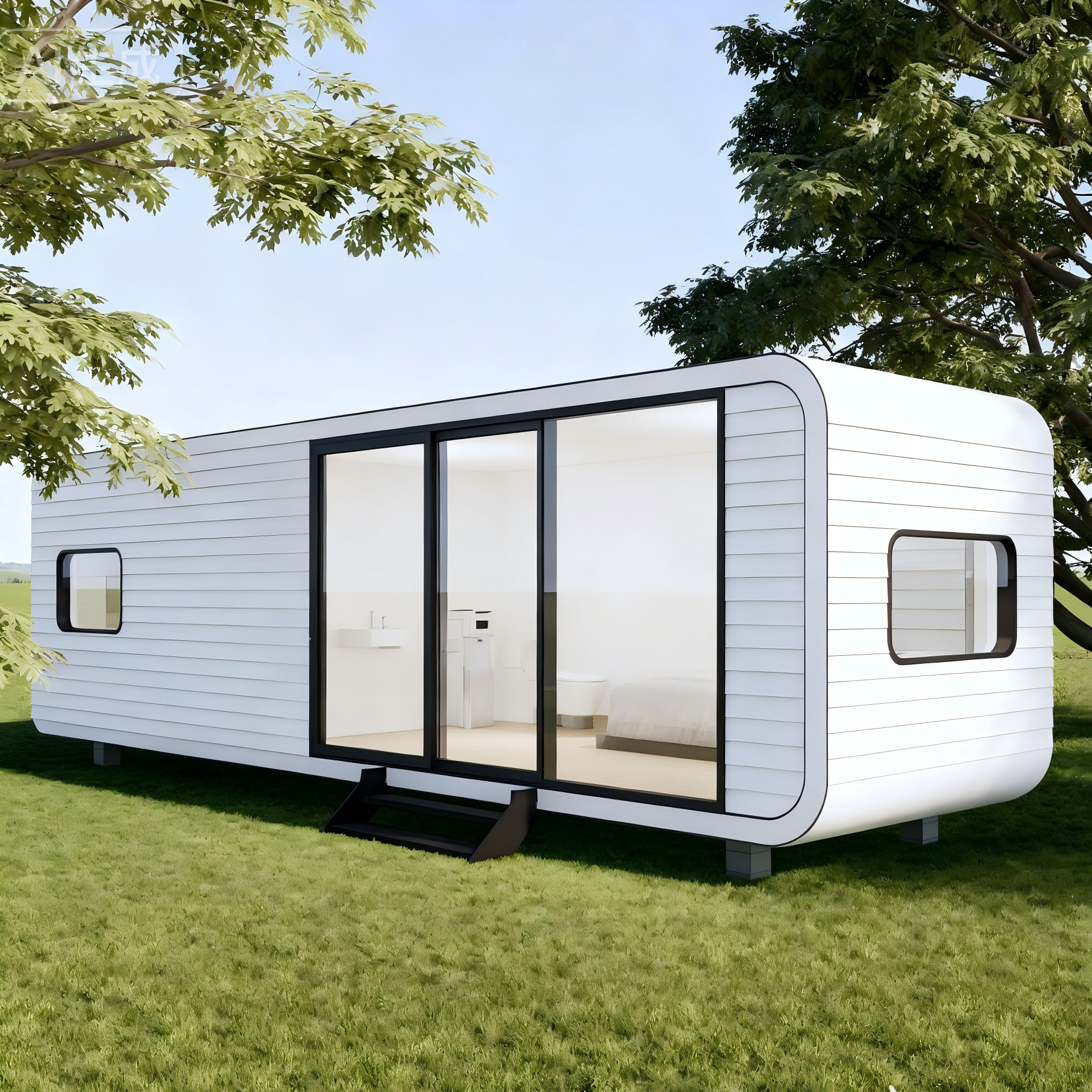 Modern Portable Mobile Apple Cabin House Factory Direct Sale Waterproof Container Material for Camping or Hotel Use