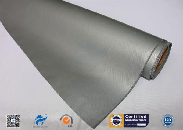 do silicone resistente de alta temperatura do cinza de prata de 0.45mm pano revestido da fibra de vidro