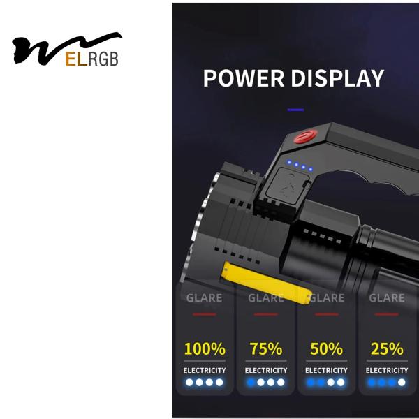 1500mah Recarregável Tocha Impermeável Luz de Trabalho Exterior 6000K