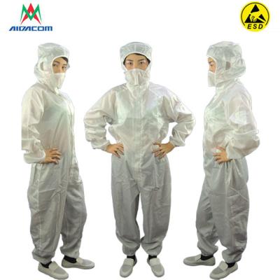 SGS White Blue 0.35kg 10000 Class Cleanroom ESD Smock