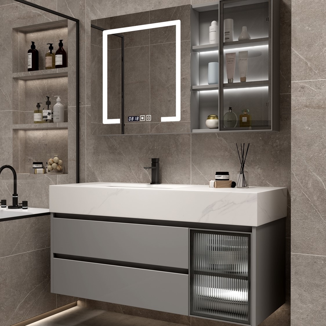 Стенный подвешенный Custom Bathroom Vanity unit Меламинная доска частиц 600 мм