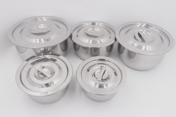 10pcs Commercial cooking pots stainless steel basin lid soup cookware set pasta cooking pot