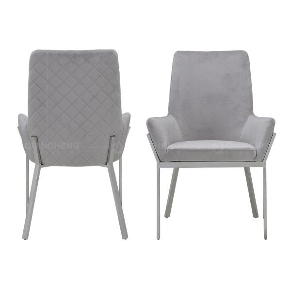 NO Folded OEM Velvet Dining Room Chairs Stainless Steel Metal Legs Dining Chairs